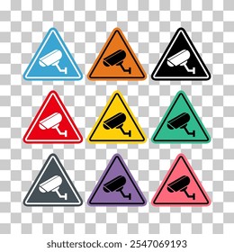 Set of closed circuit television camera icon, CCTV video protection, vector illustration .