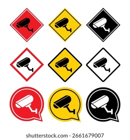 Video Conjunto de icono de cámara de circuito cerrado de televisión, CCTV protección, Ilustración vectorial .