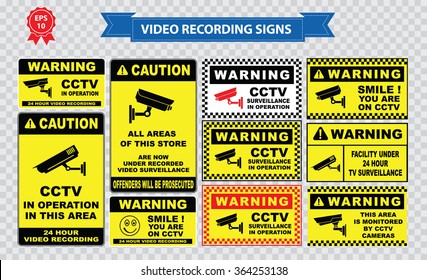 set of Closed Circuit Television (CCTV) Signs