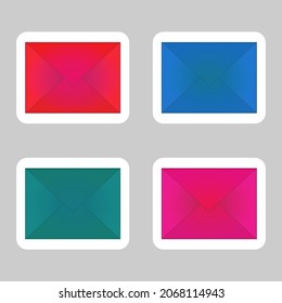 Set of closed colored envelopes. Vector image.