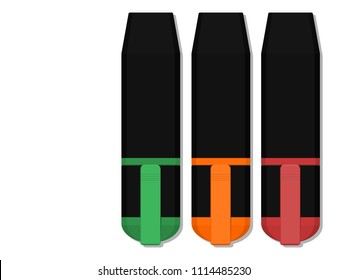 set of closed highlight marker on transparent background
