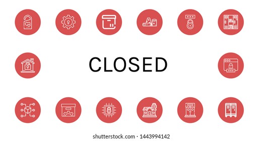 Set of closed icons such as Do not disturb, Lock, Box, Obstacle, Password, Locker, Packet, Padlock, Entrance, Unlock , closed