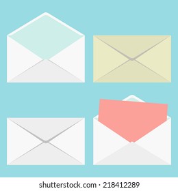 set of closed and open envelopes. concept of analysis correspondence, spam and personal communication. isolated on stylish background. flat style modern design vector illustration