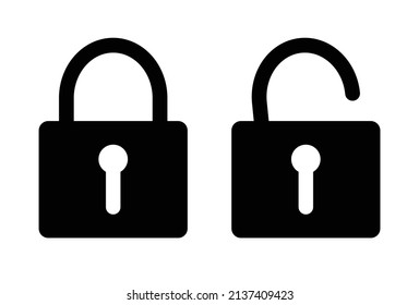a set of closed and open padlock icon design vector illustrations. simple and editable design. icon about technology. symbol of locked, password and privacy