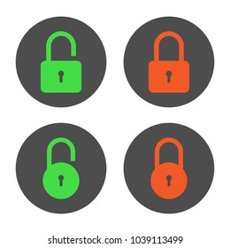 Set of closed and open padlock icons. Internet security symbols. Vector.