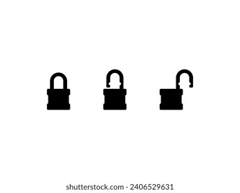 Set of the Closed and Open Padlock Silhouette, Flat Style, can use for Art Illustration, Pictogram, Logo Gram, Website or Graphic Design Element. Vector Illustration 