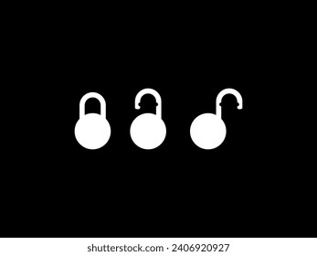 Set of the Closed and Open Padlock Silhouette, Flat Style, can use for Art Illustration, Pictogram, Logo Gram, Website or Graphic Design Element. Vector Illustration 