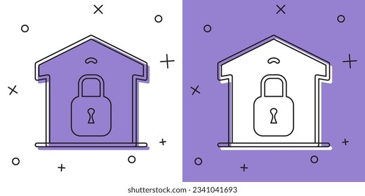Set Closed warehouse icon isolated on white and purple background.  Vector