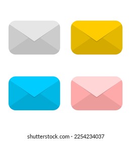 Set closes paper envelope mail icon flat vector design.
