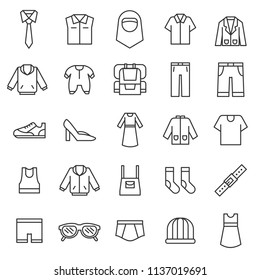 set of cloth accessories icon, editable stroke with modern and simple outline, use for fashion web cloth e commerrece website, black line vector eps 10