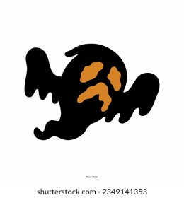 Set of cloth Ghosts. Flying Phantoms. Halloween scary ghostly monsters. Cute cartoon spooky characters. Holiday Silhouettes. Vector illustration.