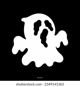 Set of cloth Ghosts. Flying Phantoms. Halloween scary ghostly monsters. Cute cartoon spooky characters. Holiday Silhouettes. Vector illustration.