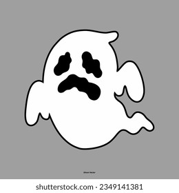 Set of cloth Ghosts. Flying Phantoms. Halloween scary ghostly monsters. Cute cartoon spooky characters. Holiday Silhouettes. Vector illustration.