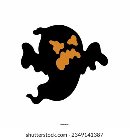 Set of cloth Ghosts. Flying Phantoms. Halloween scary ghostly monsters. Cute cartoon spooky characters. Holiday Silhouettes. Vector illustration.