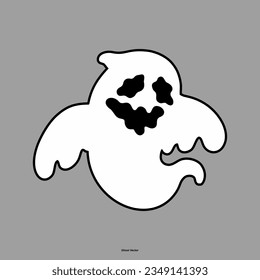 Set von Stoffgeistern. Flying Phantoms. Halloween-Monster. Cute Cartoon spoky Figuren. Feiertage Silhouetten. Vektorgrafik.