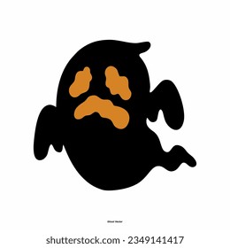 Set of cloth Ghosts. Flying Phantoms. Halloween scary ghostly monsters. Cute cartoon spooky characters. Holiday Silhouettes. Vector illustration.