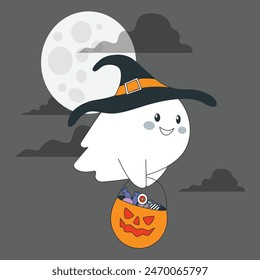 Set of cloth Ghosts. Flying Phantoms. Halloween scary ghostly monsters. Cute cartoon spooky characters. Holiday Silhouettes. Childish spooky boo characters for kids. Magic scary spirits. 2551