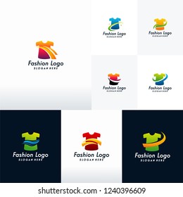 Set of Cloth Shirt logo designs concept vector, Fashion logo designs with swoosh logo