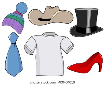set of clothes and accessories