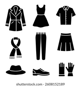 Set of Clothes and Accessories Related Line Icons. Outline Symbol Collection, Editable Stroke