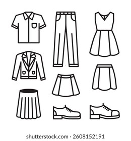 Set of Clothes and Accessories Related Line Icons. Outline Symbol Collection, Editable Stroke