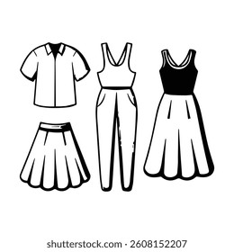 Set of Clothes and Accessories Related Line Icons. Outline Symbol Collection, Editable Stroke