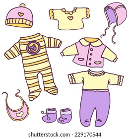 Set of clothes for the baby girl