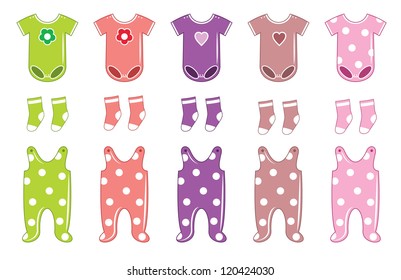 Set of clothes for a baby. vector