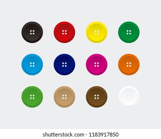 Set of clothes buttons of different colors.