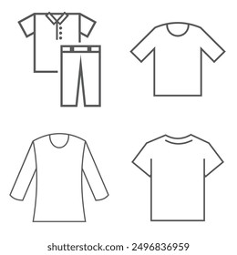 set of clothes design icon vector line illustration