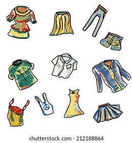 Set of Clothes Hand Drawn