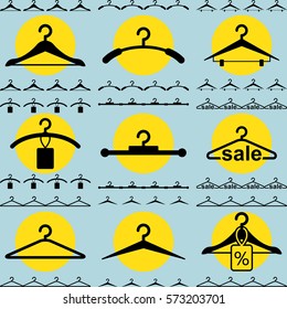 Set of Clothes Hanger Icons for Fashion or Sale Design Isolated