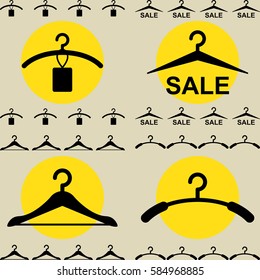 Set of Clothes Hanger Icons for Fashion or Sale Design Isolated