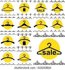 Set of Clothes Hanger Icons for Fashion or Sale Design Isolated