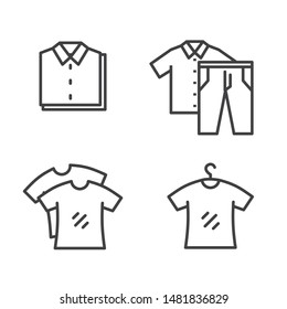 Set of clothes icon line design. Clothes vector illustration with simple line design suitable for laundry icon or clothing icon 