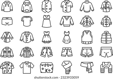 Set of Clothes Icon in Line Style
