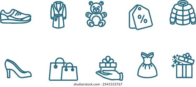 set of clothes icon vector line design , clothing icon 