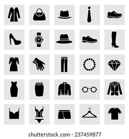 Set of Clothes Icons. Clothing Store. Vector