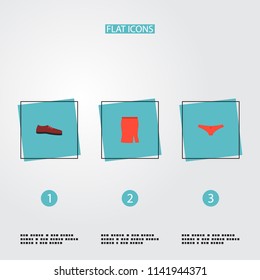 Set of clothes icons flat style symbols with shoe, underpants, skirt and other icons for your web mobile app logo design.