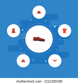 Set of clothes icons flat style symbols with underpants, woman hat, t-shirt and other icons for your web mobile app logo design.