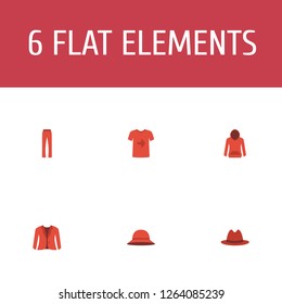Set of clothes icons flat style symbols with t-shirt, trousers, panama and other icons for your web mobile app logo design.