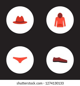 Set of clothes icons flat style symbols with underpants, hoodie, panama and other icons for your web mobile app logo design.