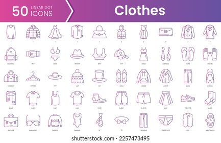 Set of clothes icons. Gradient style icon bundle. Vector Illustration