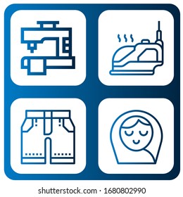 Set of clothes icons. Such as Sewing machine, Iron, Shorts, Baby girl , clothes icons