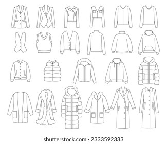 Set of clothes jacket, coat, sweatshirt, sweater, vest, outerwear, down-padded coat, fur coat