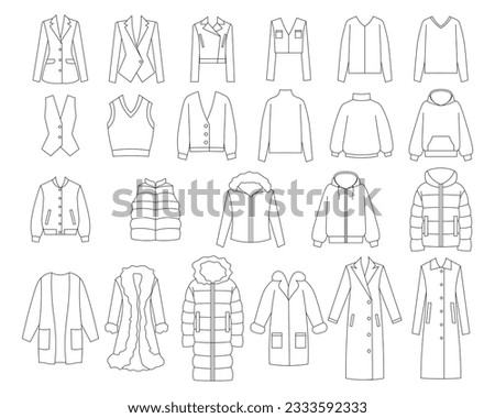 Set of clothes jacket, coat, sweatshirt, sweater, vest, outerwear, down-padded coat, fur coat