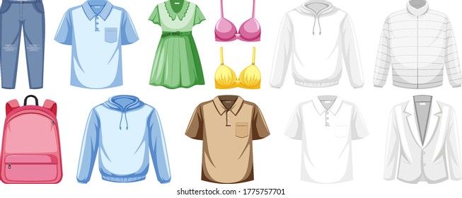 Set of clothes mock up illustration
