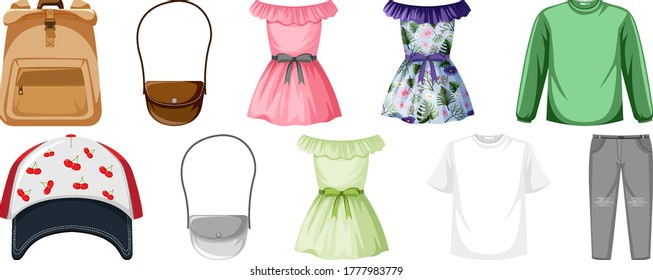 Set of clothes mock up illustration