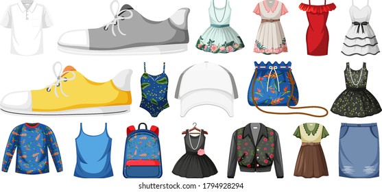 Set of clothes mock up illustration