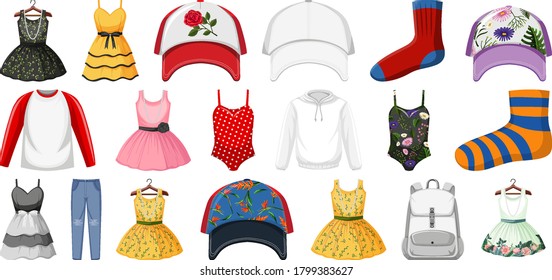 Set of clothes mock up illustration